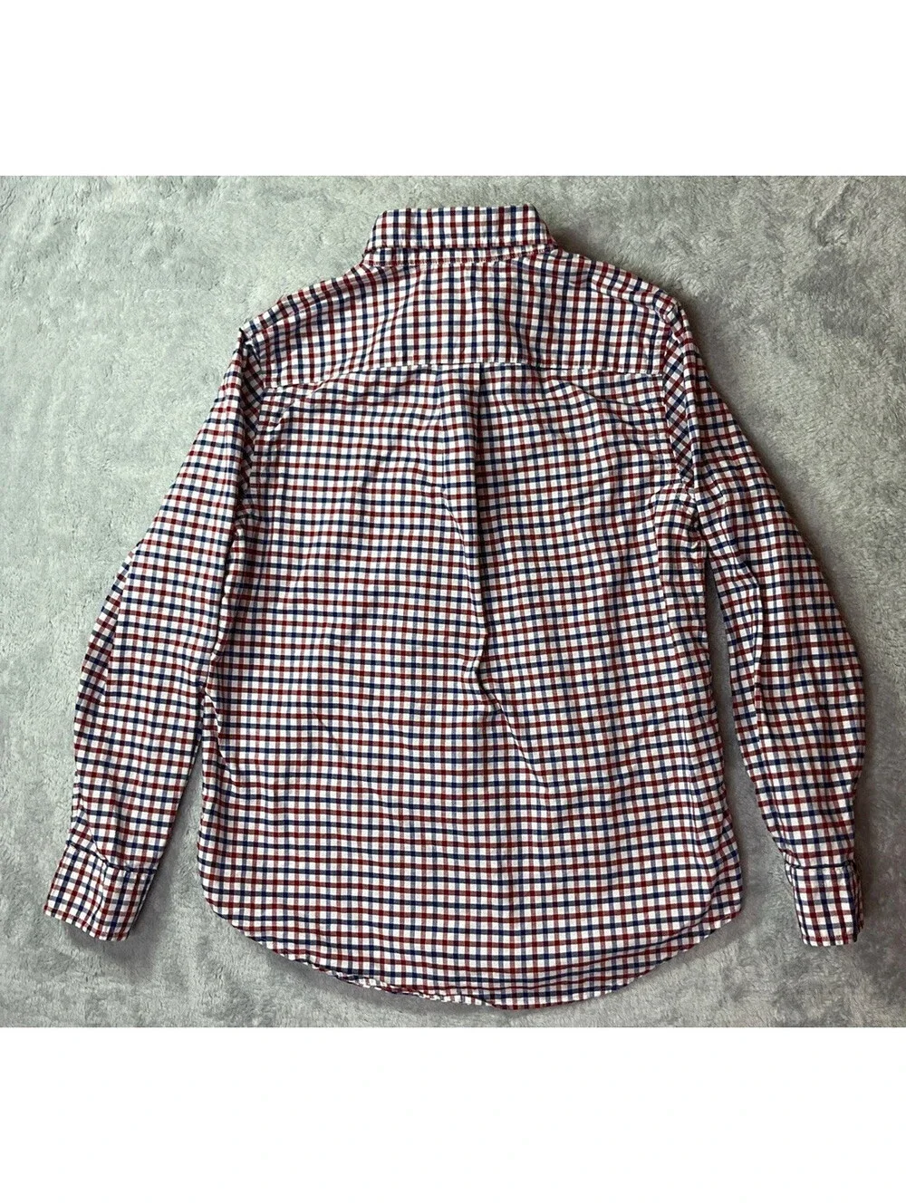 Ralph Lauren Plaid Button Up Dress Shirt Boy's Size L( 14-16) Red White Blue